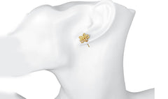 14K Gold Plated White  Elements Pav'e Paisley Stud Earrings