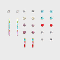 12 Piece Rainbow Set With Crystals 18K White Gold Plated Earring in 18K White Gold Plated ITALY Design