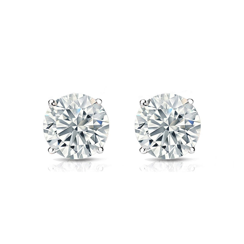 2ct Diamond Stud Earring Womens Studs 14k White Gold Mens Earrings Round Diamond ITALY Design