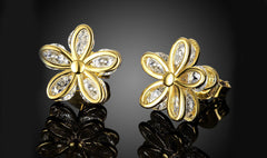 14K Gold Plated White  Elements Pav'e Paisley Stud Earrings